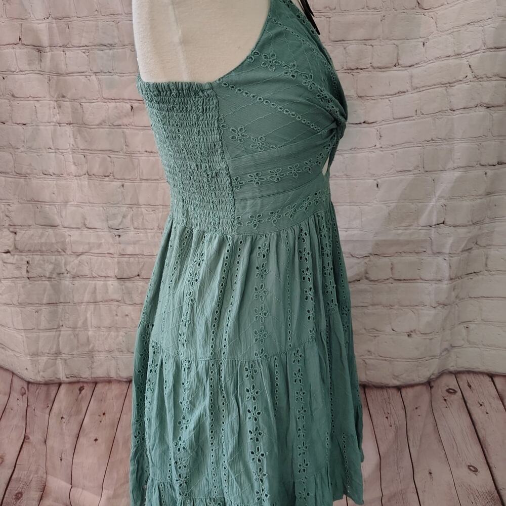 Angie Sage Green Eyelet Mini Dress - Picture 5 of 6